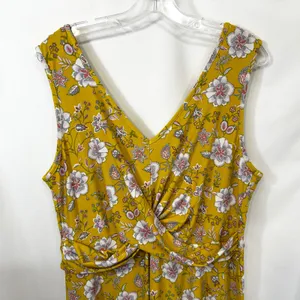 Candies XL‎ Mini Dress Yellow Floral Twist Front Sleeveless Preppy Boho 1039 thumbnail 3