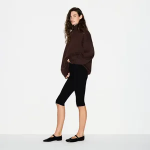 SKIMS Oversize Fleece Half Zip Pullover in Espresso small NWT thumbnail 3