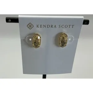 Kendra Scott Ari Stud Earrings Gold Tone Clear Crystal NWT thumbnail 2