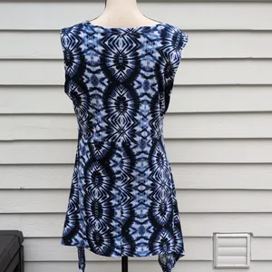 Fig & Blu Sleeveless Tie Dye Tunic Top | Tie Dye Sleeveless Shirt thumbnail 5