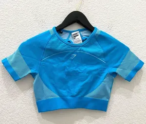 GYMSHARK Neon Blue Ultra Seamless Crop Top Size S thumbnail 1