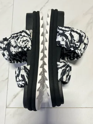 Sorel Women's Roaming Two Strap Slide platform Sandals Black White Size 8 thumbnail 4