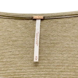 Free People Penelope Tan Striped Knit Top Long Ruched Puff Sleeves Size Medium thumbnail 10