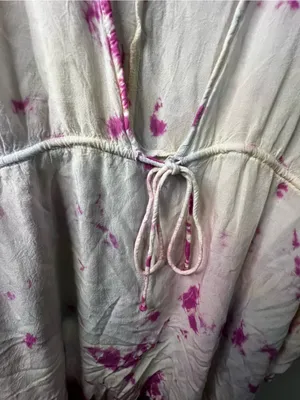 Raviya Petunia Pink Yellow Tie Dye Rayon Swim Cover Up Tunic Beach Vacation thumbnail 4