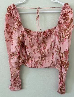 Free People Three people tie back peasant blouse thumbnail 3