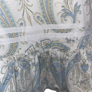 Y2k split cotton Flirty light blue paisley skirt ruffle hem ribbon Trim detail thumbnail 6