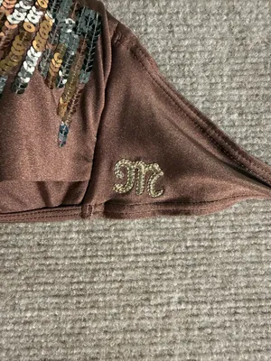 Miss Me Brown Bronze Sequined Bandeau Bikini Set Y2K Glam Swimwear – Small thumbnail 8