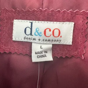 Denim & Co Burgundy Washable Leather Jacket Contrast Stitch Barn Coat Large Flaw thumbnail 3
