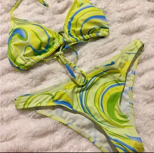 Shein Swirl Bikini Set green thumbnail 2