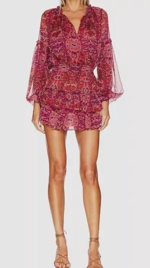 MISA Los Angeles Pink V-Neck Teya Mini Dress NWT thumbnail 5