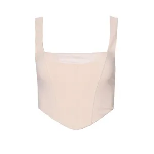 Tiger Mist Mesh Square Neckline Back Zip Nude Boning Bodice V Hem Corset Top XS thumbnail 2