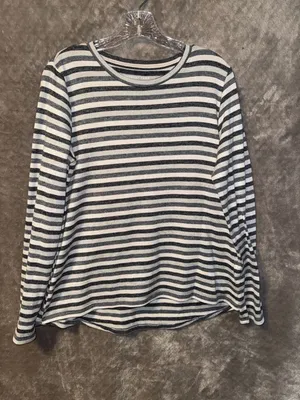 American Eagle Soft & Sexy Plush Long Sleeve Striped Crew Neck Top thumbnail 3