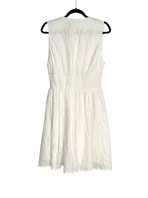 NWT Abercrombie & Fitch Textured Plunge White Mini Dress MEDIUM TALL thumbnail 4