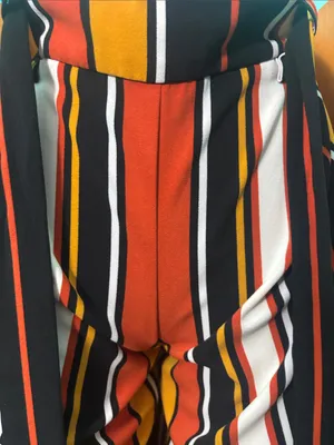 Adrienne Vittadini Black, Mustard & Rust Striped Wide-Leg Pants thumbnail 3