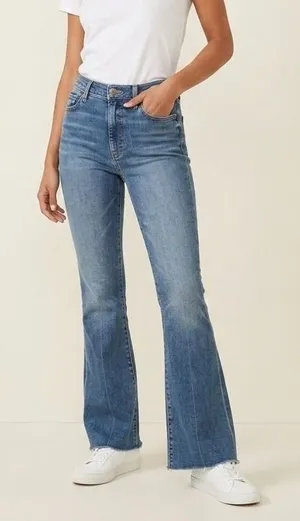 Mother The Weekender Fray Flare Raw Hem Jeans Walking On Coals Size 30 thumbnail 1
