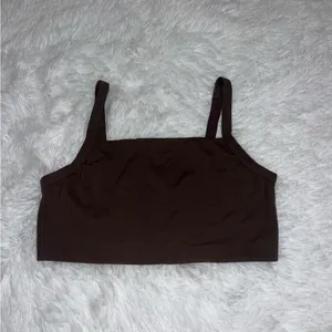 Aerie Chocolate Brown Ribbed Sports Bra Top size Medium thumbnail 3