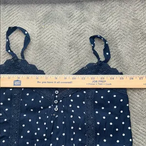 New Hollister Polka Dot Lace Cami Top Navy Blue Button Front Size Medium thumbnail 8