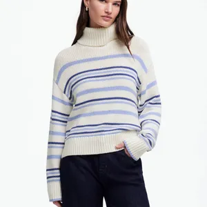 Madewell Ribbed Cotton‎ Turtleneck Sweater in Dawn Stripe Size XS fisherman fall thumbnail 9