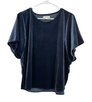 Madewell Women's Butterfly Velvet Top Blue XL thumbnail 1