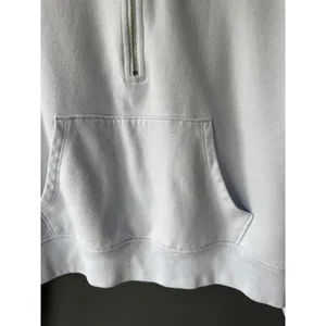 Aerie Light Blue Quarter-Zip Pullover Sweatshirt with Kangaroo Pocket thumbnail 6