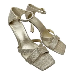 Franco Sarto‎ Sandals Size 9 Gold Leather Ankle Strap Square Toe Dress Heels NEW thumbnail 1