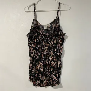 American Rag Cie Floral Cold Shoulder Tank Top Size L Boho Peasant Blouse thumbnail 2