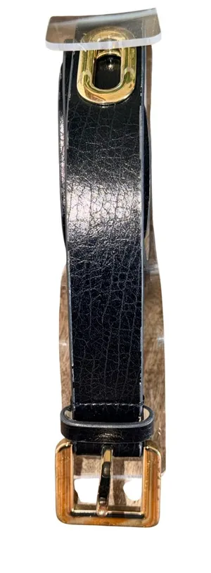 Ann Taylor Belt‎ Women M Black Grommet Textured Faux Leather Classic Timeless thumbnail 1