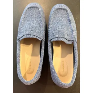 Women 7W Loafers Blue Knit Penny Slip On Comfort Shoes Nautical Preppy‎ Western thumbnail 2