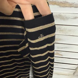 LAUREN RALPH LAUREN Black Gold Stripe Top Monogramed Arm Pocket Medium thumbnail 8