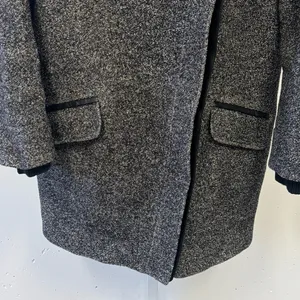 Vince Shawl Collar Asymmetrical Zip Wool Blend Lambskin‎ Trim Tweed Ines Coat XS thumbnail 8