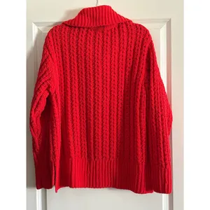 Aerie Red Cable Car Quarter‎ Zip Sweater Medium thumbnail 7