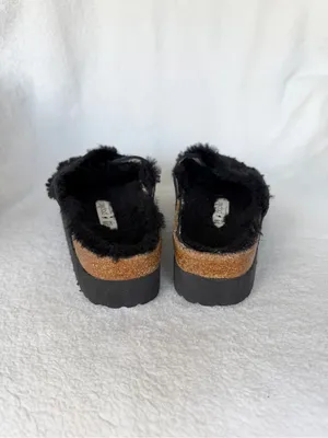 PAPILLIO By BIRKENSTOCK Women's Daytona Platform Black Shearling Sandal Sz 38 thumbnail 5