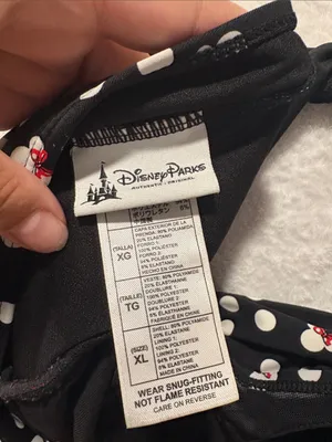 Disney Parks XL Minnie mouse Black Polka Dot Halter One-Piece Swimsuit Red Trim thumbnail 7