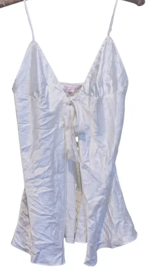 Victoria’s Secret 90s Silk Babydoll Tie Front Slip Dress Medium White Lingerie thumbnail 1