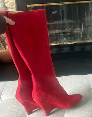 Kate Spade Women's Red Suede Boots Size 7 thumbnail 1