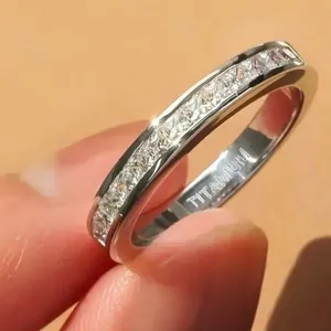 Women’s Luxury Collection Titanium Steel Cubic Zirconia Diamonds 4mm Band 6 thumbnail 2