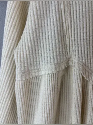 Free People M Boho Thermal Waffle Knit Peplum Pullover Top thumbnail 3