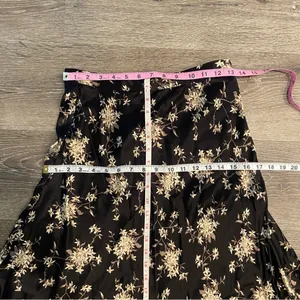 Floral Maxi Skirt in Black Beige Size 8 NWT Vintage thumbnail 11