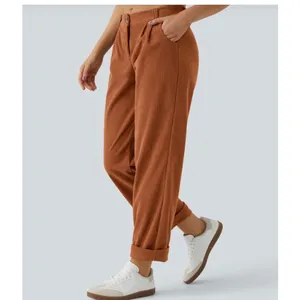 Halara Women's High Rise Button Corduroy Casual Pants Light Brown XL NWT thumbnail 2