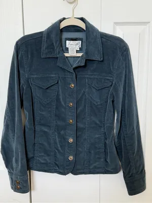 Live a Little Women’s Small Teal Corduroy Jacket Button Front Fitted Stretch thumbnail 1