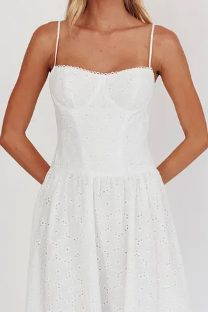White eyelet midi dress Size M thumbnail 3