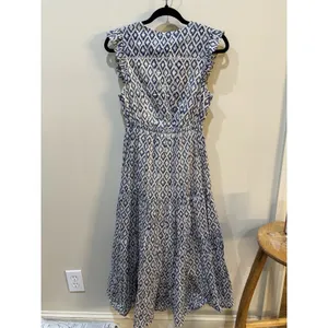 Mer St Barth Giselle Women's Maxi‎ Dress Navy Ikat Sundress Size Small Tassels thumbnail 4
