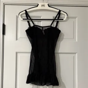 Native Intimates Babydoll Teddy 36B Medium Black Red Lace Sheer Rhinestones thumbnail 8