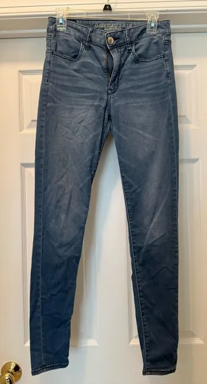 American Eagle Outfitters Women's Dark Blue Stretch Skinny Jeans thumbnail 1