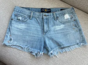 Lucky Brand The Cut Off Shorts 6 28 Floral Embroidered Denim Boho Summer Fairy thumbnail 1
