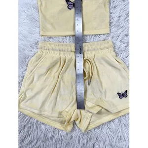 Shein Yellow‎ Velour Butterfly Crop Tank Top & Shorts Set Size XS thumbnail 6