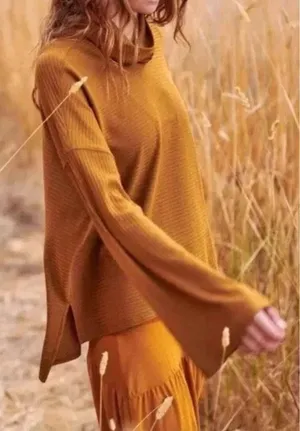 Free People Movement Can't Handle This Turtleneck Top Burnt Orange‎ XS thumbnail 1