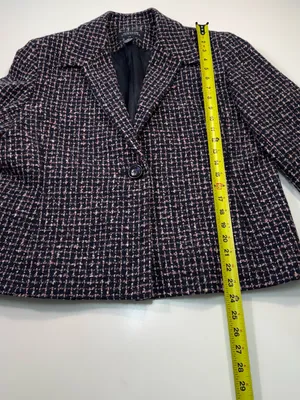 Jones New York Cotton Wool Blend Black Purple & White Tweed-Style Blazer thumbnail 3