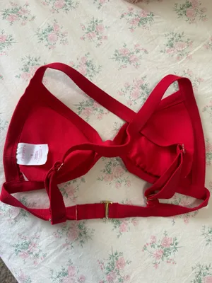 Red Xhilaration Triangle Bikini Top Ribbed thumbnail 3