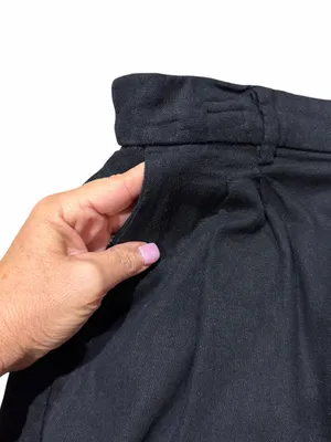 Old Navy Linen Blend Shorts Women’s Medium Black High Rise Pleated Adjustable thumbnail 4